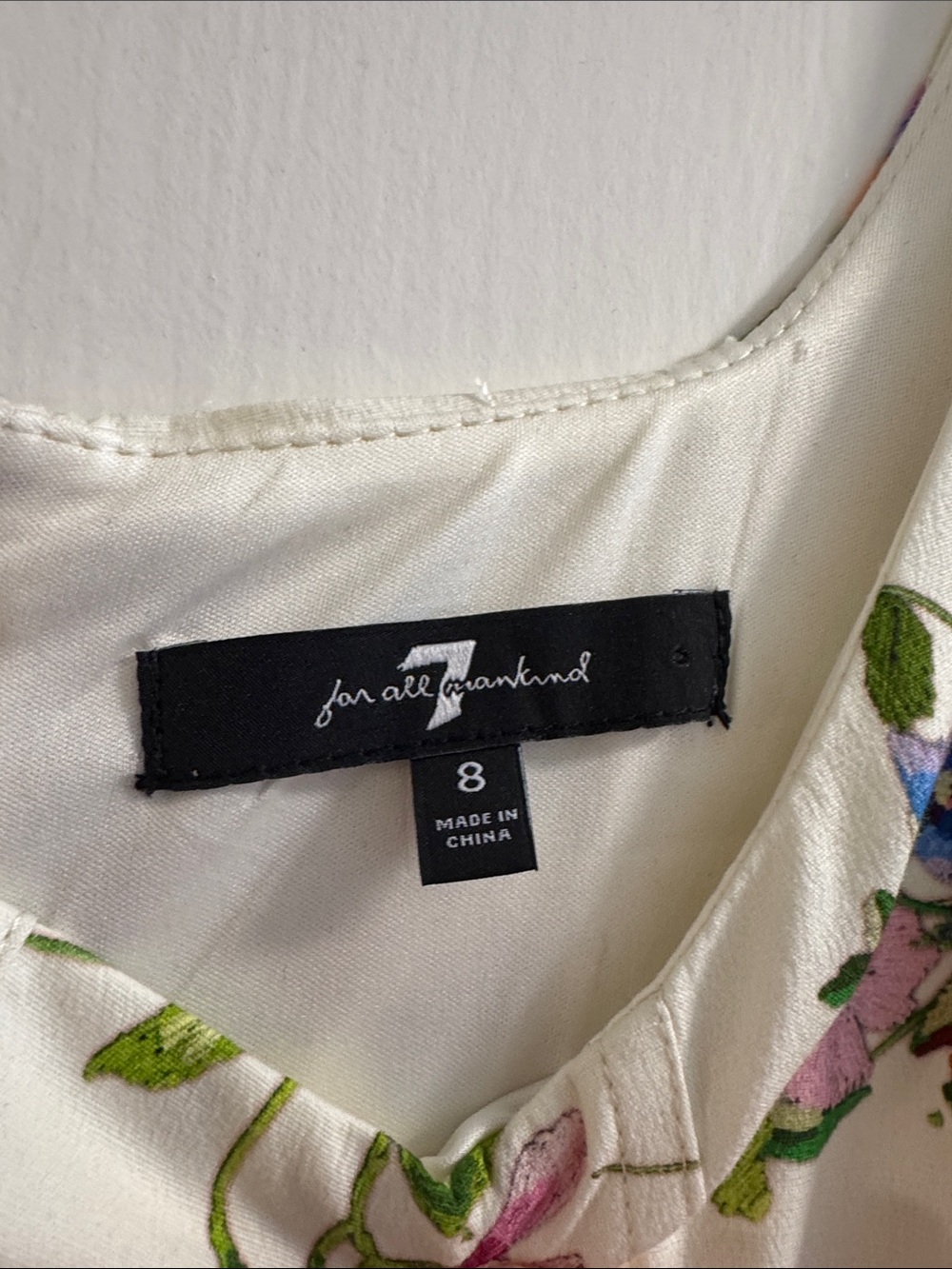 7 For All Mankind Cream Floral Midi Dress - Picture 3 of 4